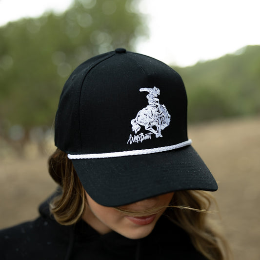 Black Bucking Horse Trucker Hat