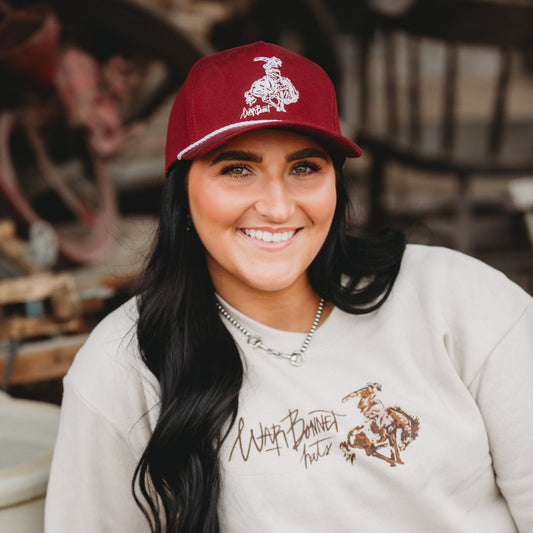 Maroon Bucking Horse Trucker Hat